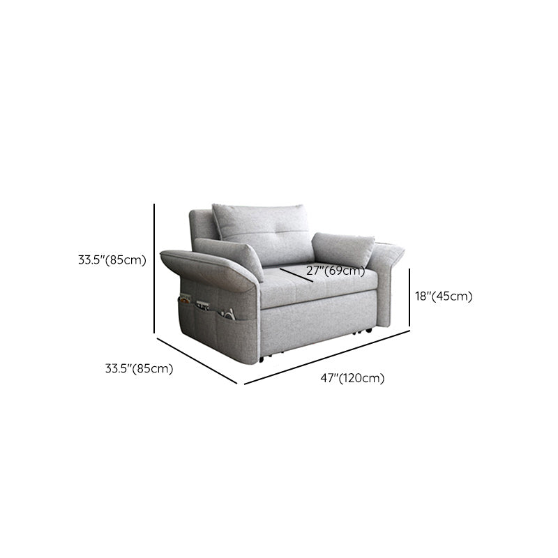Modern Fabric Sleeper in Light Gray Flared Arm Futon And Mattress with Storage