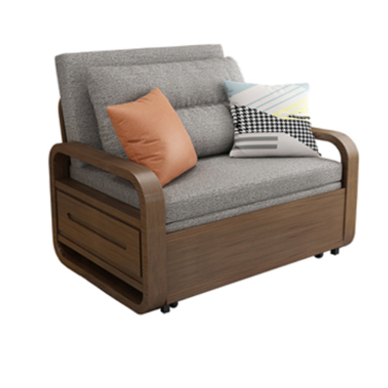 Upholstered Sleeper in Gray Solid Wood Futon And Mattress with Storage