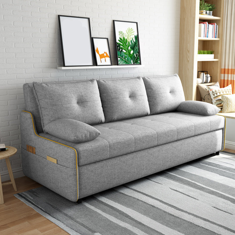 Storage Futon in Gray Modern Fabric Futon And Mattress with Pillows