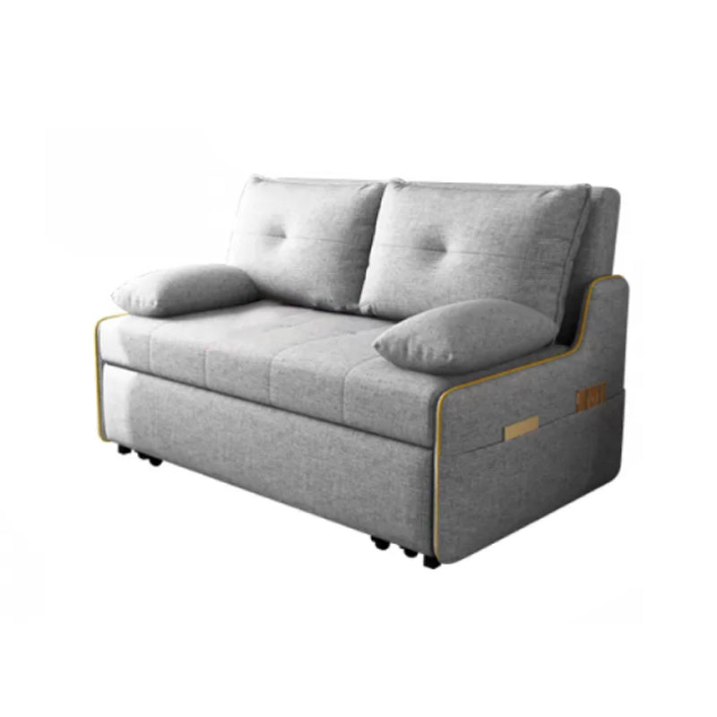 Storage Futon in Gray Modern Fabric Futon And Mattress with Pillows