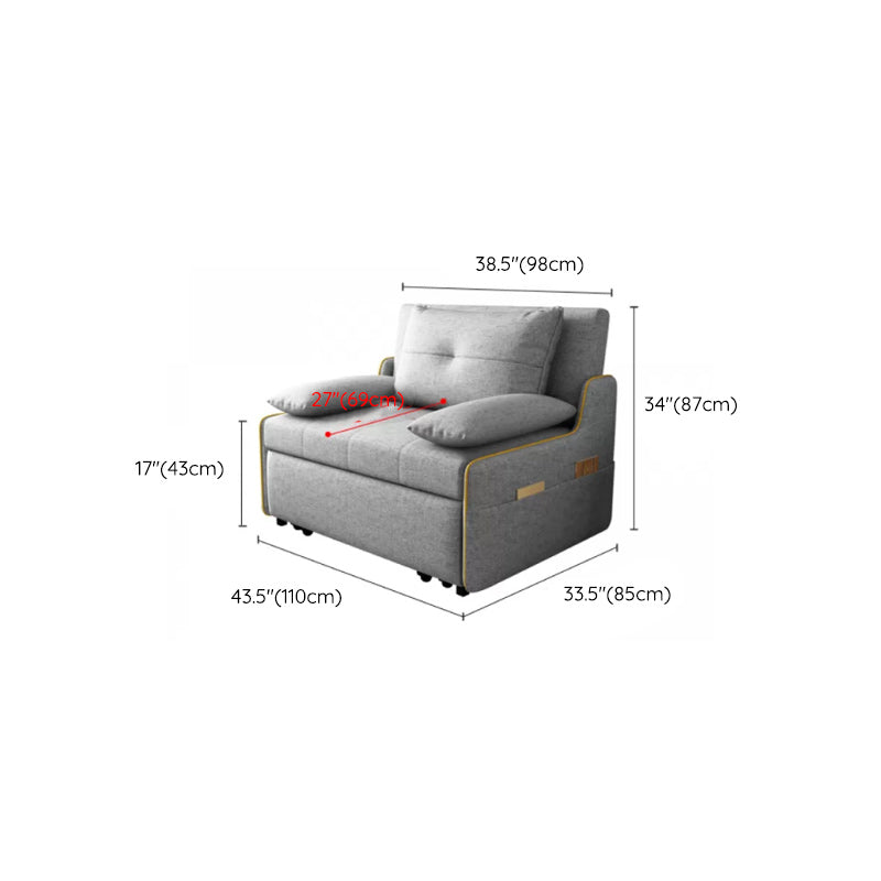 Storage Futon in Gray Modern Fabric Futon And Mattress with Pillows