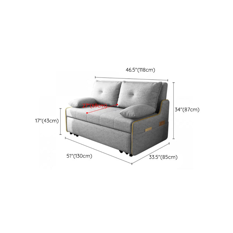 Storage Futon in Gray Modern Fabric Futon And Mattress with Pillows