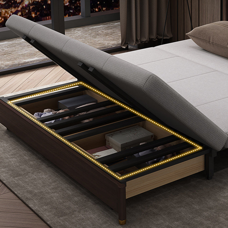 31" Wide Glam Futon Sofa Bed Leather Gray Futon Sleeper Sofa