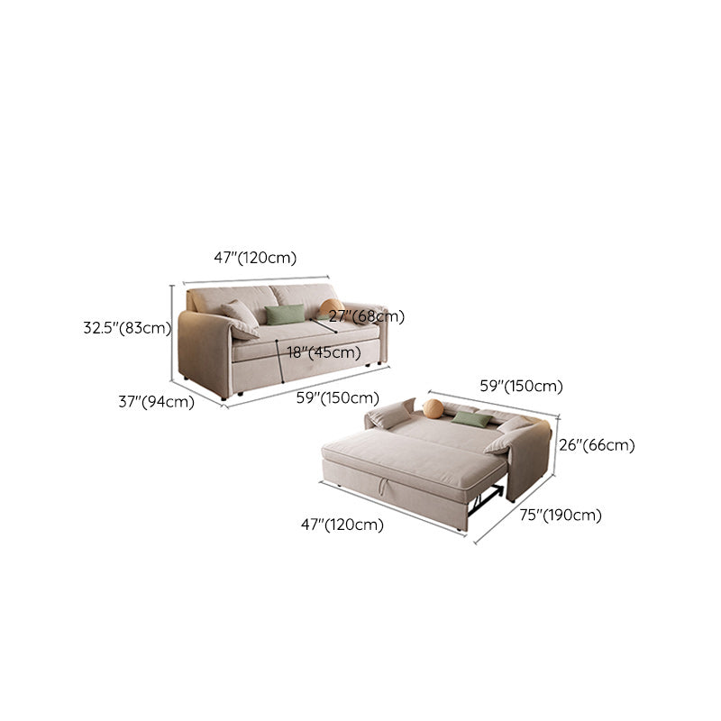 Light Gray Sofa Futon Square Arm Pillow Included Convertible Sofa