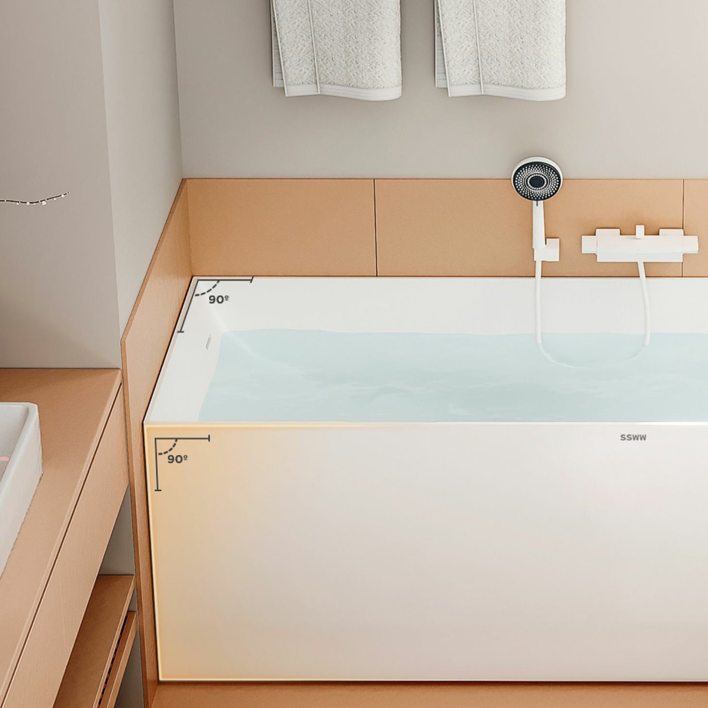 Modern Stone Rectangular Bathtub Antique Finish Flat Bottom Bath Tub