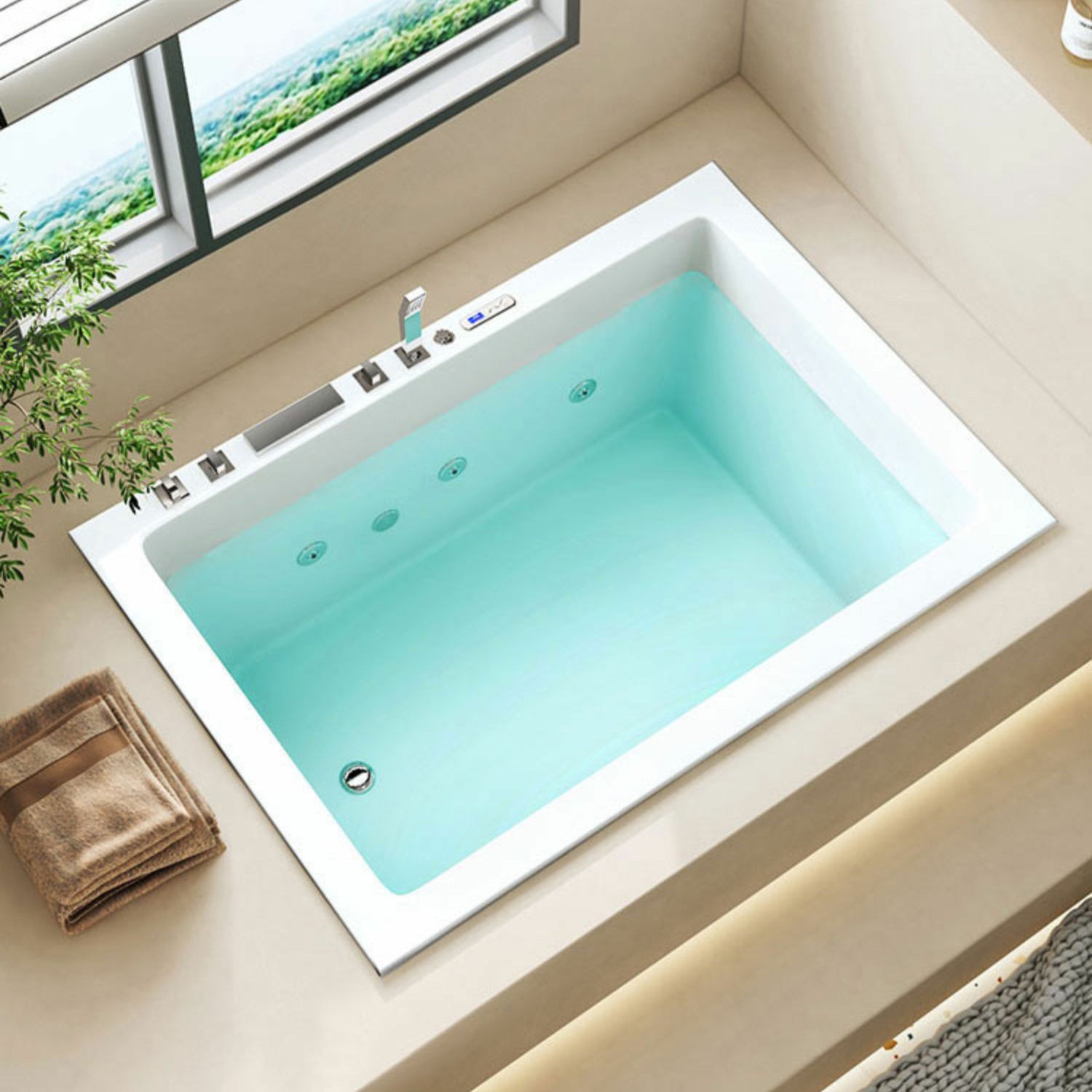 Modern Drop-in Acrylic Bathtub Rectangle Soaking/Whirlpool Bathtub