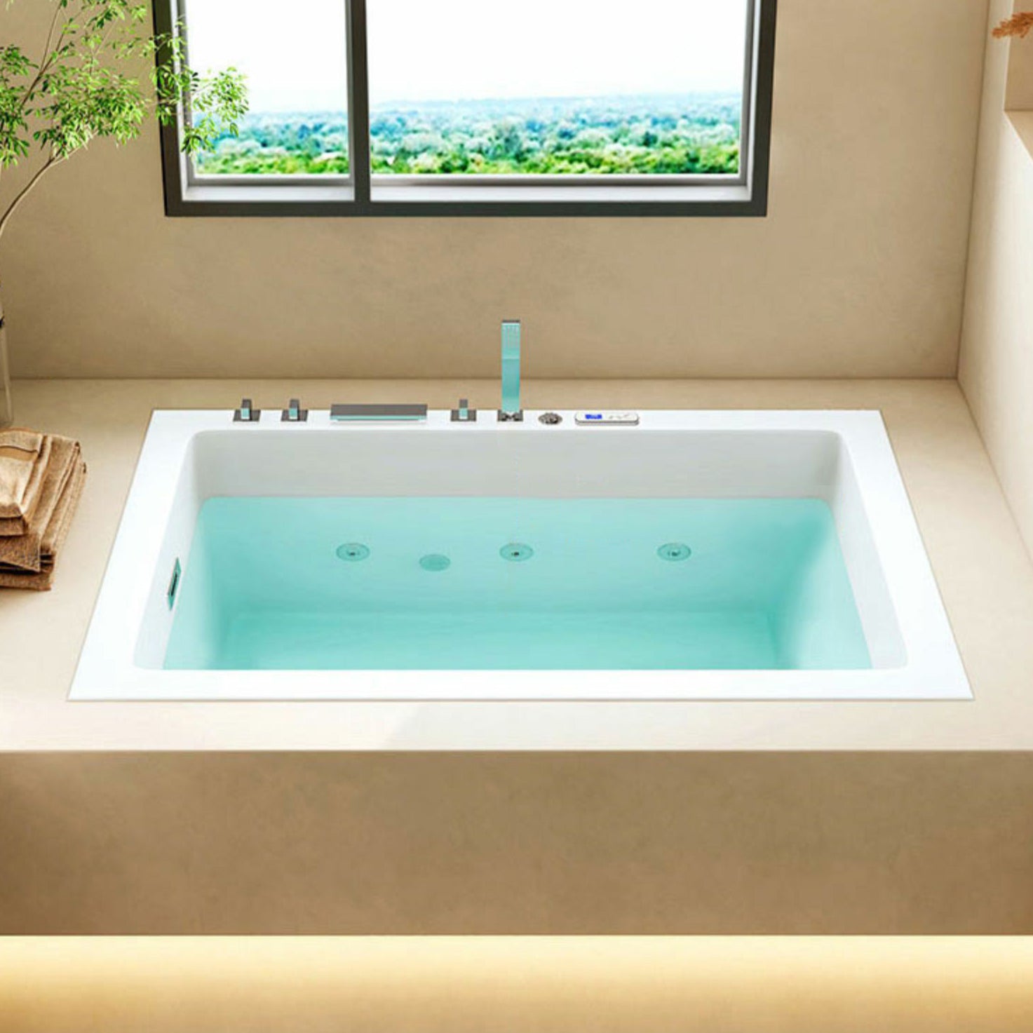 Modern Drop-in Acrylic Bathtub Rectangle Soaking/Whirlpool Bathtub