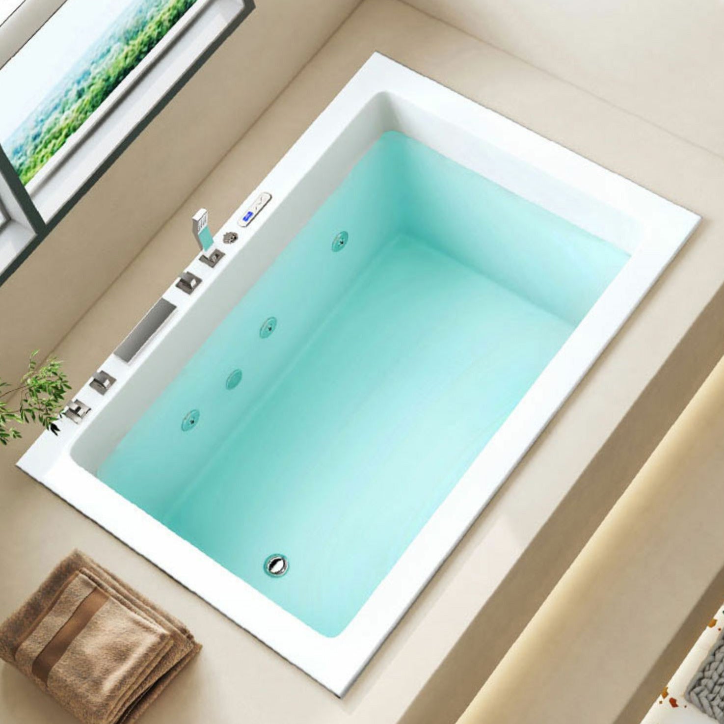 Modern Drop-in Acrylic Bathtub Rectangle Soaking/Whirlpool Bathtub