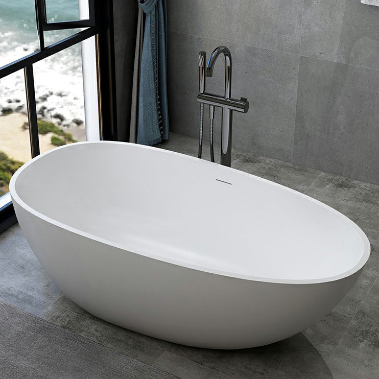 Modern Style Oval Freestanding Bathtub Stone Bathtub with Overflow Trim