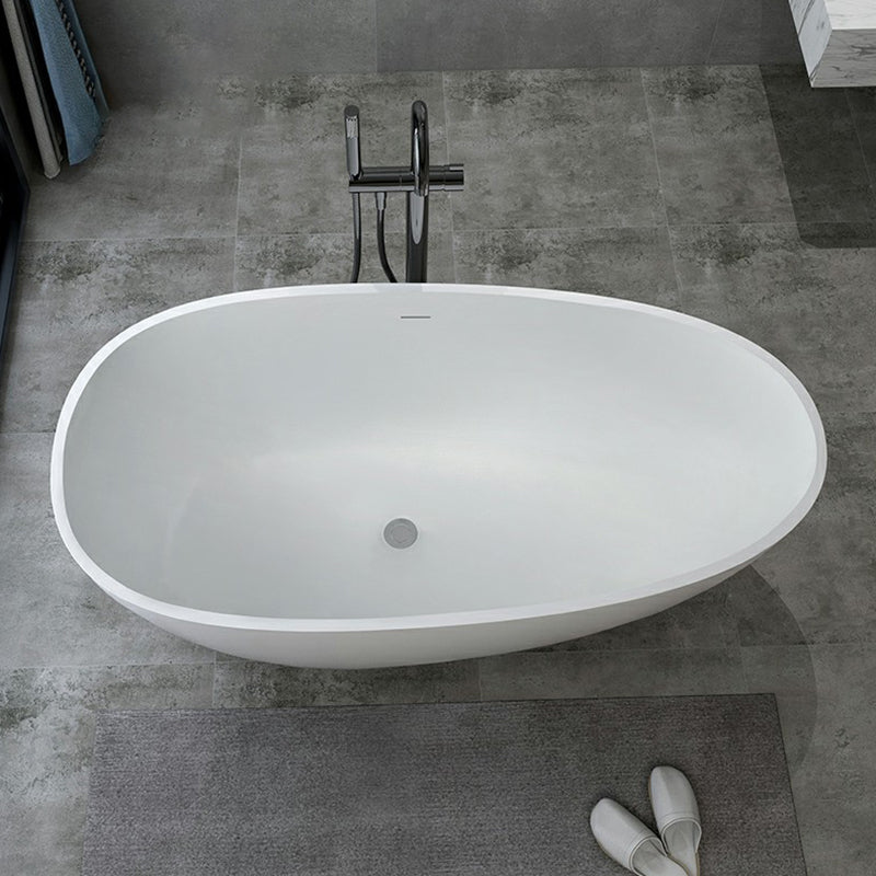 Modern Style Oval Freestanding Bathtub Stone Bathtub with Overflow Trim