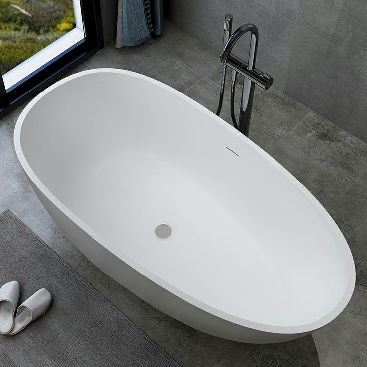 Modern Style Oval Freestanding Bathtub Stone Bathtub with Overflow Trim