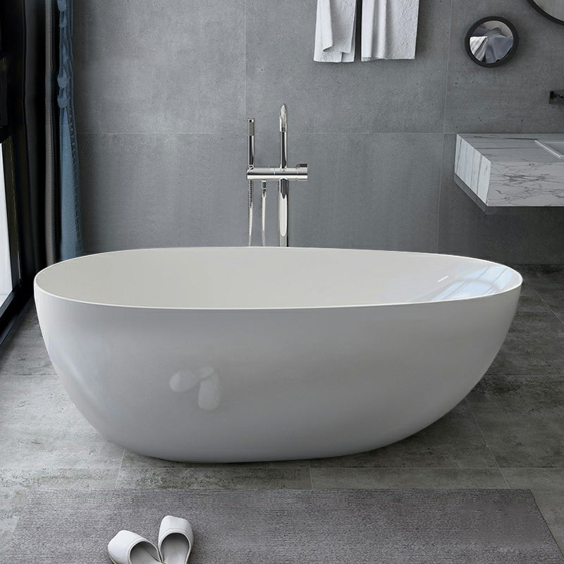 Modern Style Oval Freestanding Bathtub Stone Bathtub with Overflow Trim
