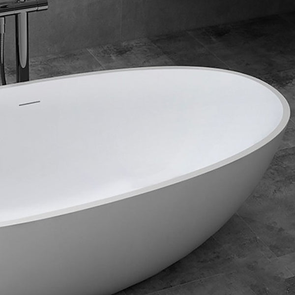 Modern Style Oval Freestanding Bathtub Stone Bathtub with Overflow Trim