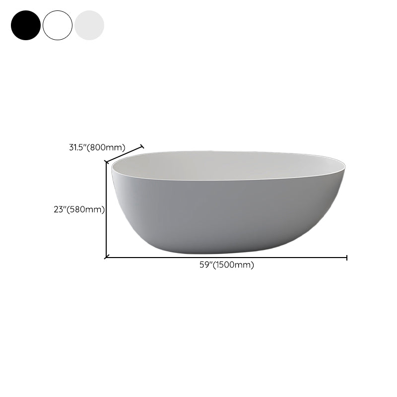 Modern Style Oval Freestanding Bathtub Stone Bathtub with Overflow Trim