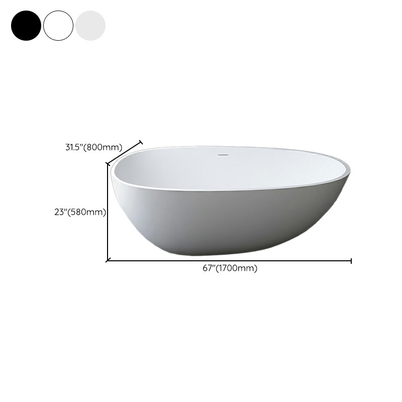 Modern Style Oval Freestanding Bathtub Stone Bathtub with Overflow Trim