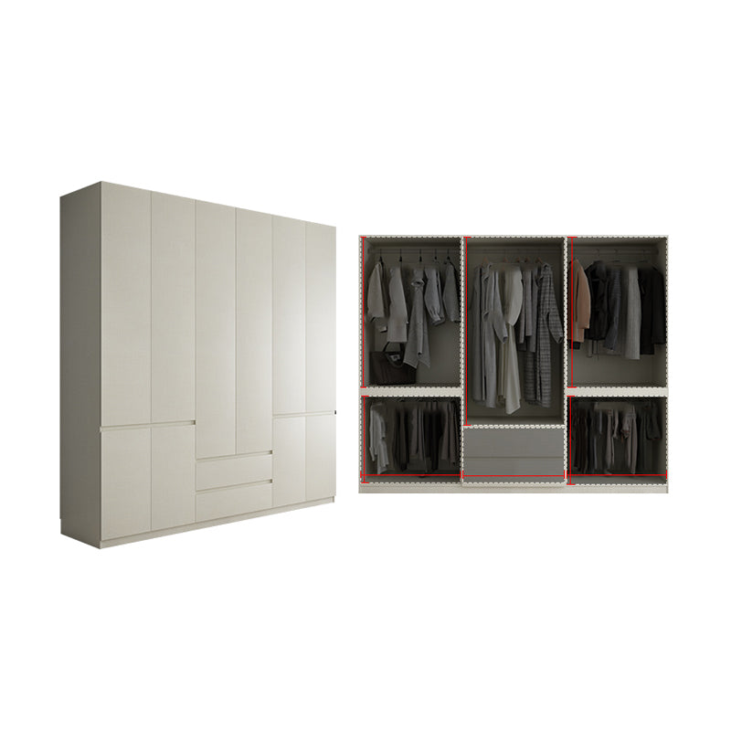 Wood Wardrobe Cabinet with Shelves Hinged Wardrobe Armoire for Home