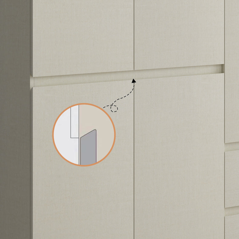 Wood Wardrobe Cabinet with Shelves Hinged Wardrobe Armoire for Home