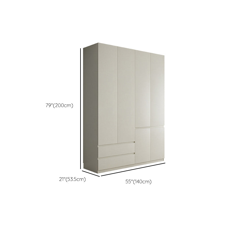 Wood Wardrobe Cabinet with Shelves Hinged Wardrobe Armoire for Home