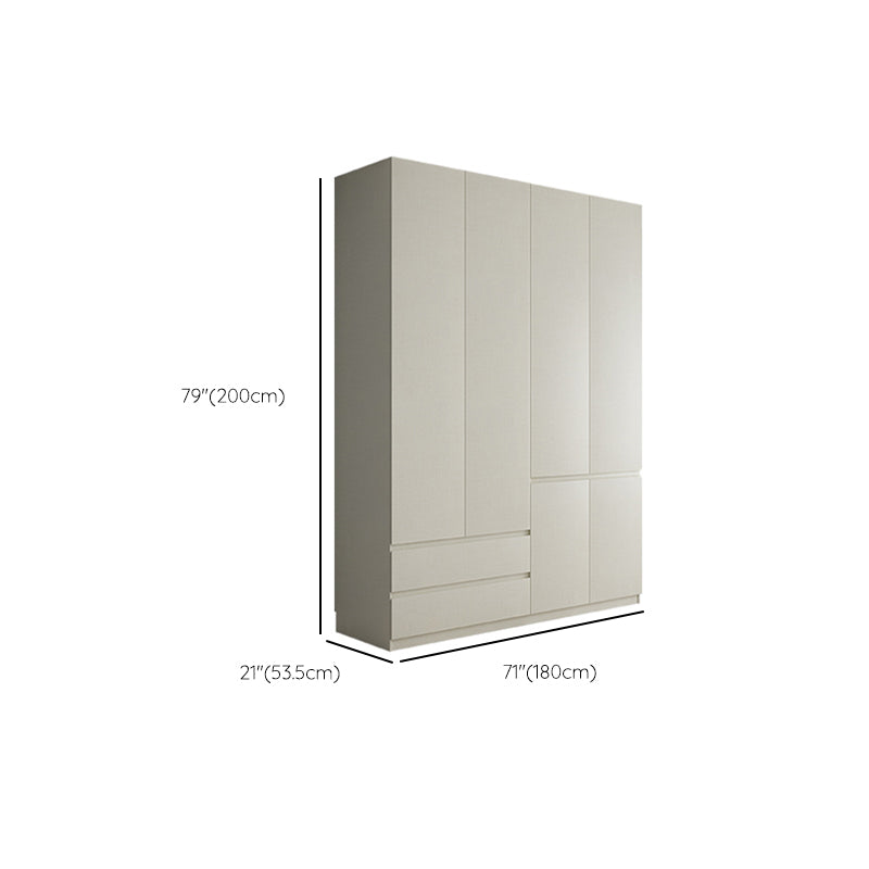 Wood Wardrobe Cabinet with Shelves Hinged Wardrobe Armoire for Home