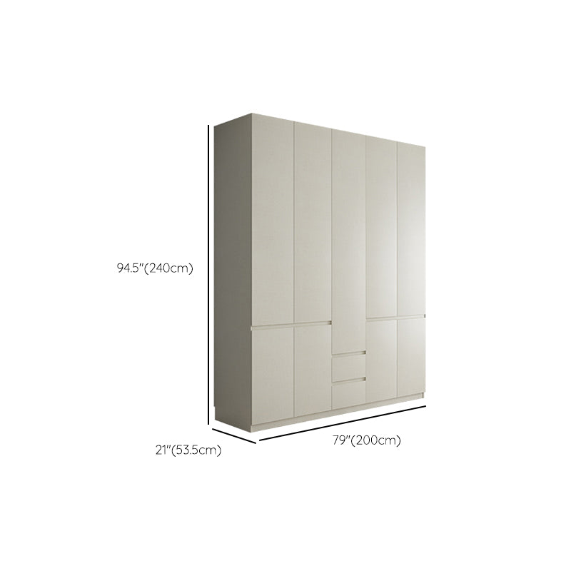 Wood Wardrobe Cabinet with Shelves Hinged Wardrobe Armoire for Home