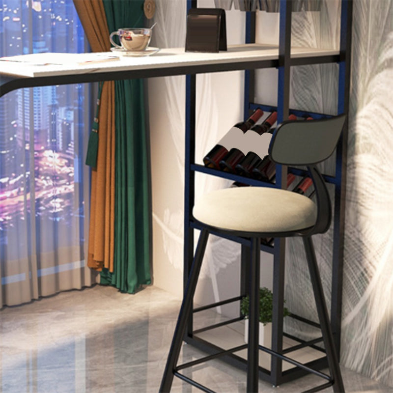 Contemporary Bar Table Stone Rectangle Bar Dining Table with Storage Shelf