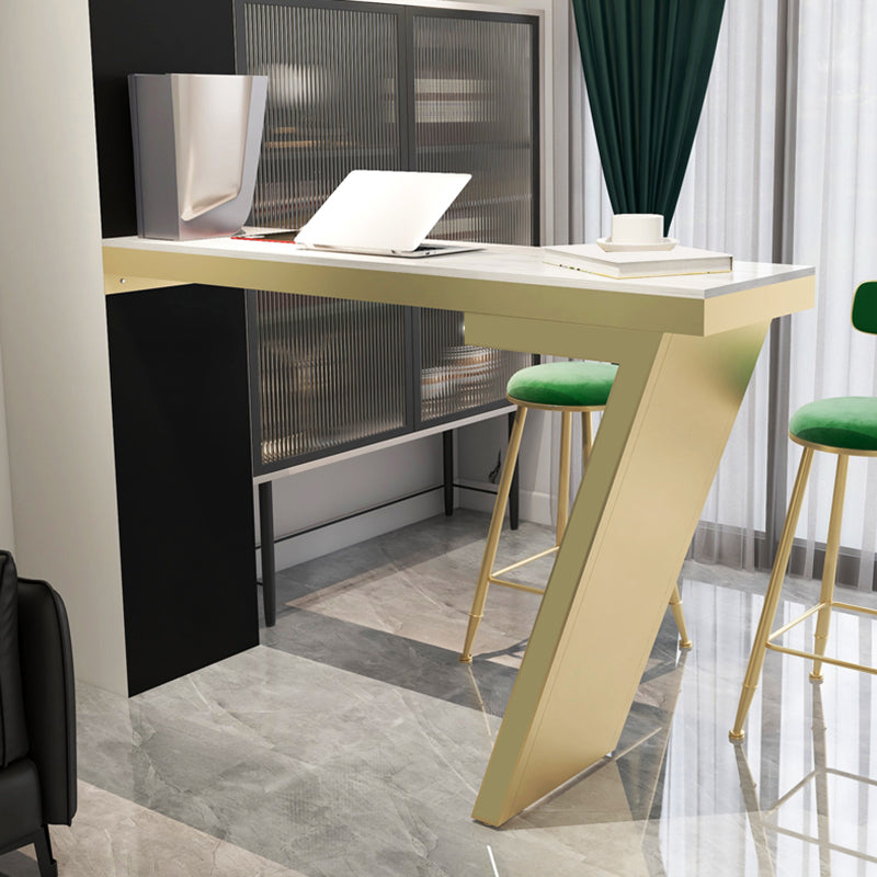 Contemporary Style Bar Table Rectangle Stone Bistro Bar Desk