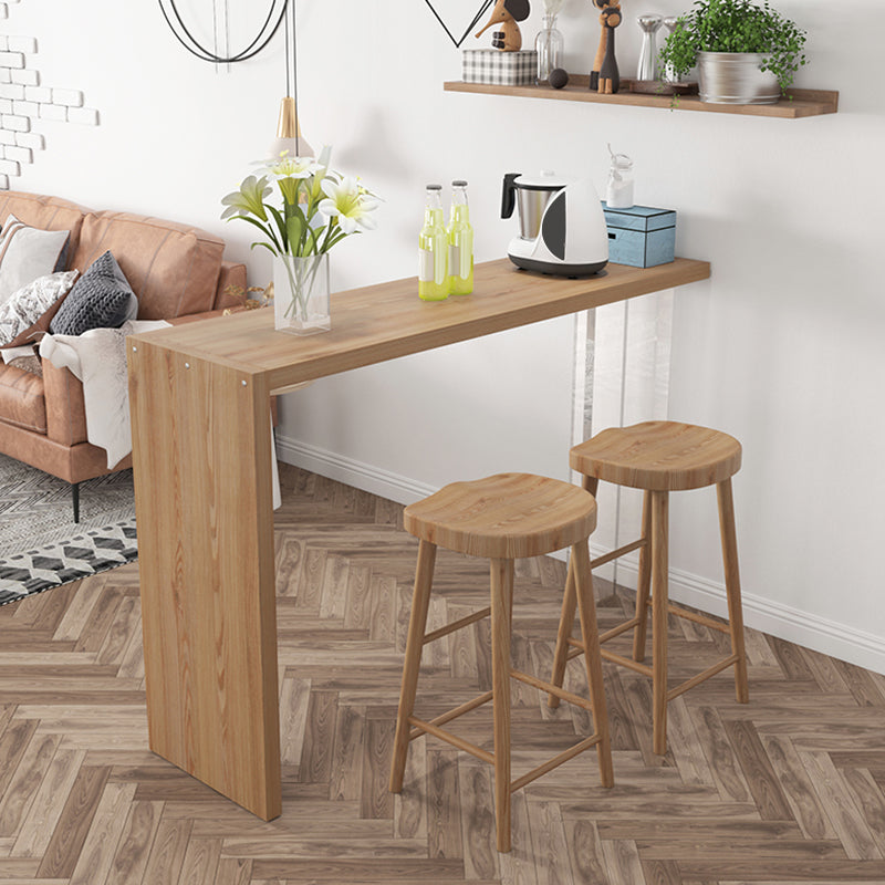 Contemporary Style Bar Table Solid Wood Bar Dining Table with Double Pedestal