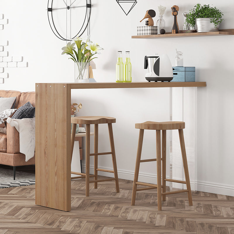 Contemporary Style Bar Table Solid Wood Bar Dining Table with Double Pedestal