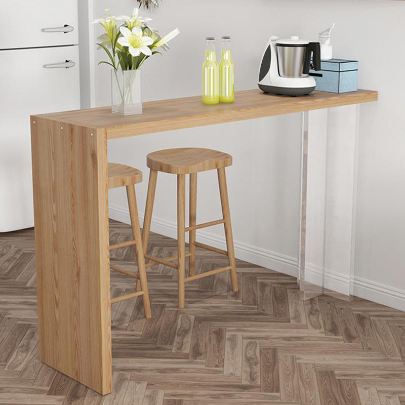 Contemporary Style Bar Table Solid Wood Bar Dining Table with Double Pedestal