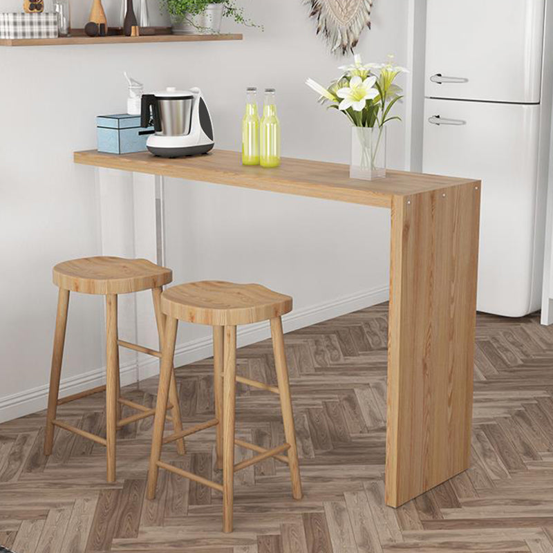 Contemporary Style Bar Table Solid Wood Bar Dining Table with Double Pedestal