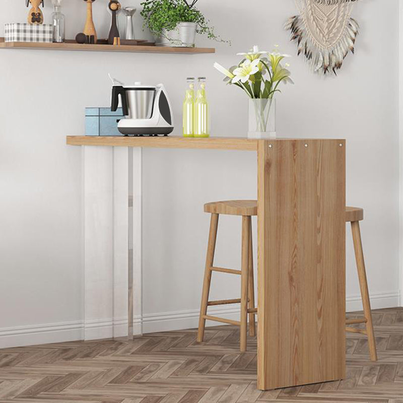 Contemporary Style Bar Table Solid Wood Bar Dining Table with Double Pedestal