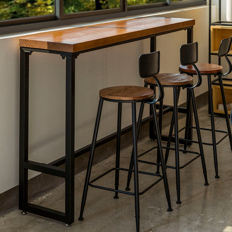 Industrial Rectangle Bar Table Solid Wood Trestle Base Bar Dining Table