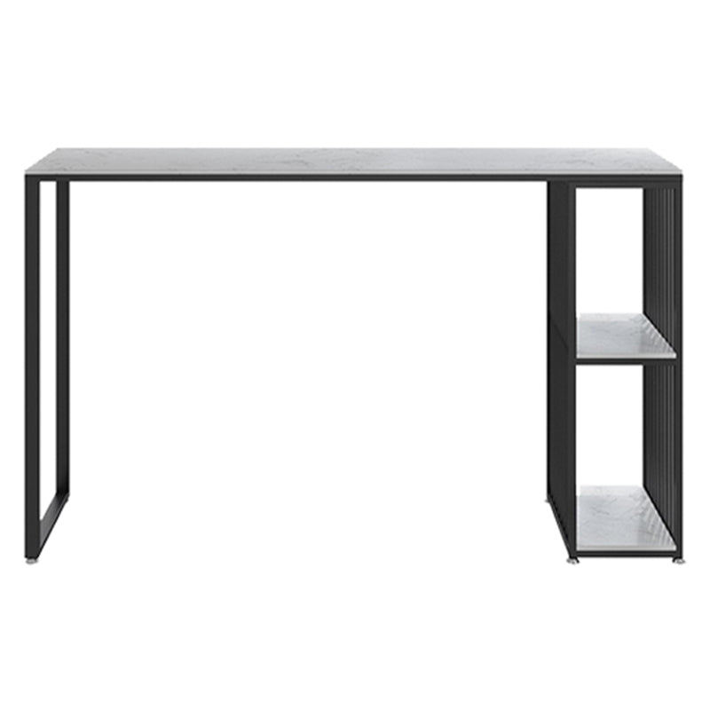 Industrial Style Rectangle Bar Table Faux Marble Double Pedestal Bar Dining Table