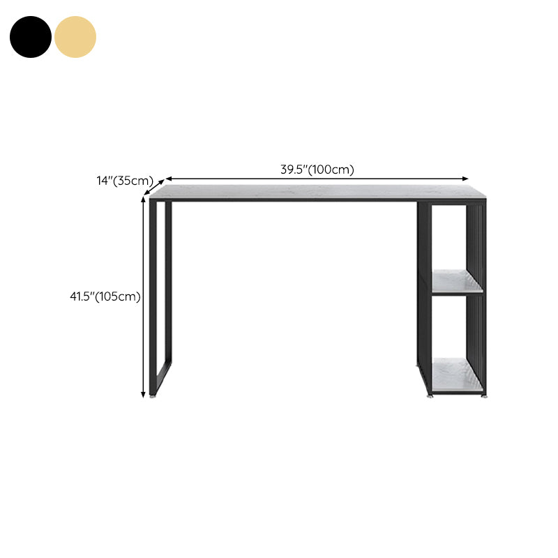 Industrial Style Rectangle Bar Table Faux Marble Double Pedestal Bar Dining Table
