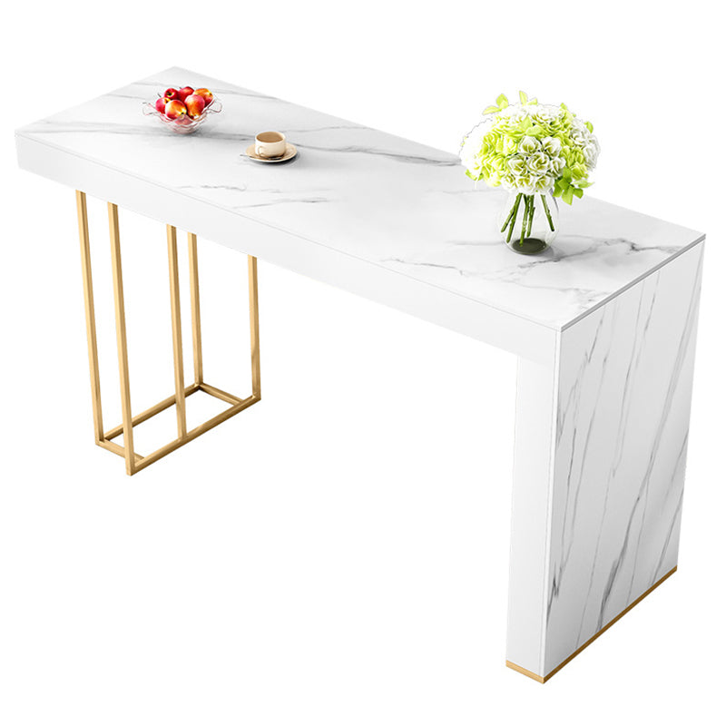 Contemporary Style Rectangle Bar Table Stone Fixed Bistro Bar Desk