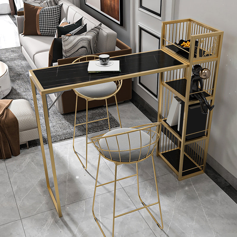 Contemporary Style Rectangle Bar Table Double Pedestal Bar Dining Table for Home