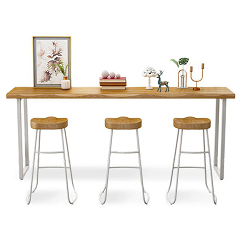 Industrial Bistro Bar Table Solid Wood Rectangle Metal Base Bar Table