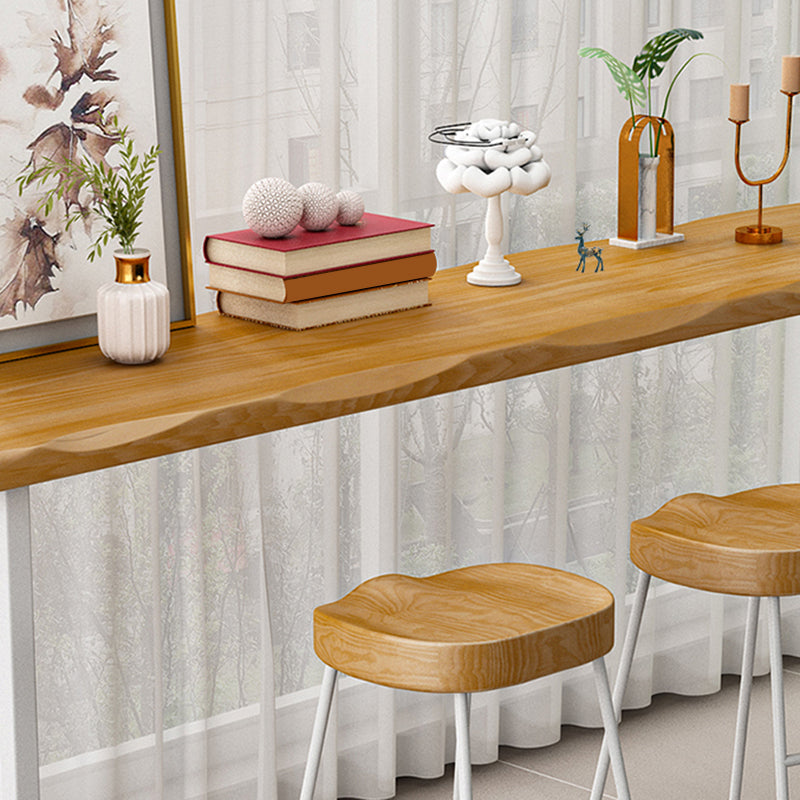 Industrial Bistro Bar Table Solid Wood Rectangle Metal Base Bar Table