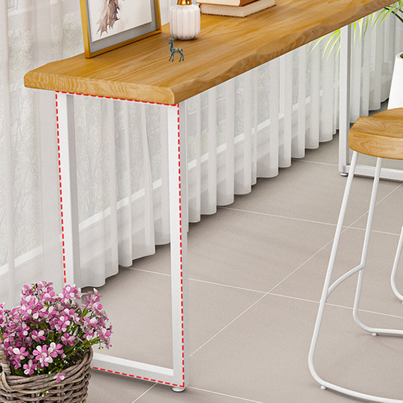 Industrial Bistro Bar Table Solid Wood Rectangle Metal Base Bar Table