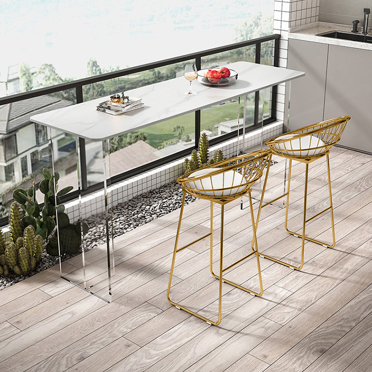 Rectangle Bar Table Set 1/2/3 Pcs Stone Bar Table and Metal Stools