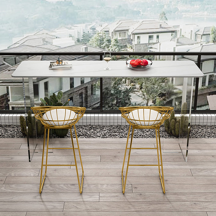 Rectangle Bar Table Set 1/2/3 Pcs Stone Bar Table and Metal Stools