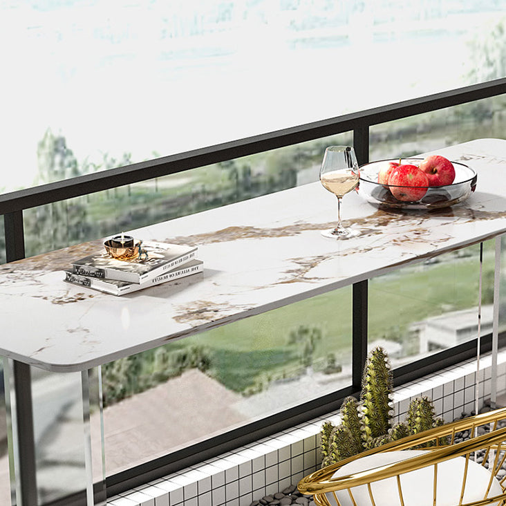 Rectangle Bar Table Set 1/2/3 Pcs Stone Bar Table and Metal Stools