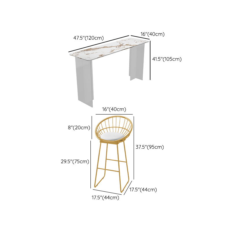 Rectangle Bar Table Set 1/2/3 Pcs Stone Bar Table and Metal Stools