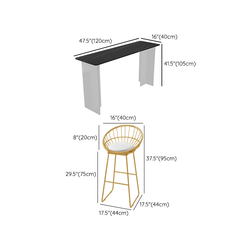 Rectangle Bar Table Set 1/2/3 Pcs Stone Bar Table and Metal Stools