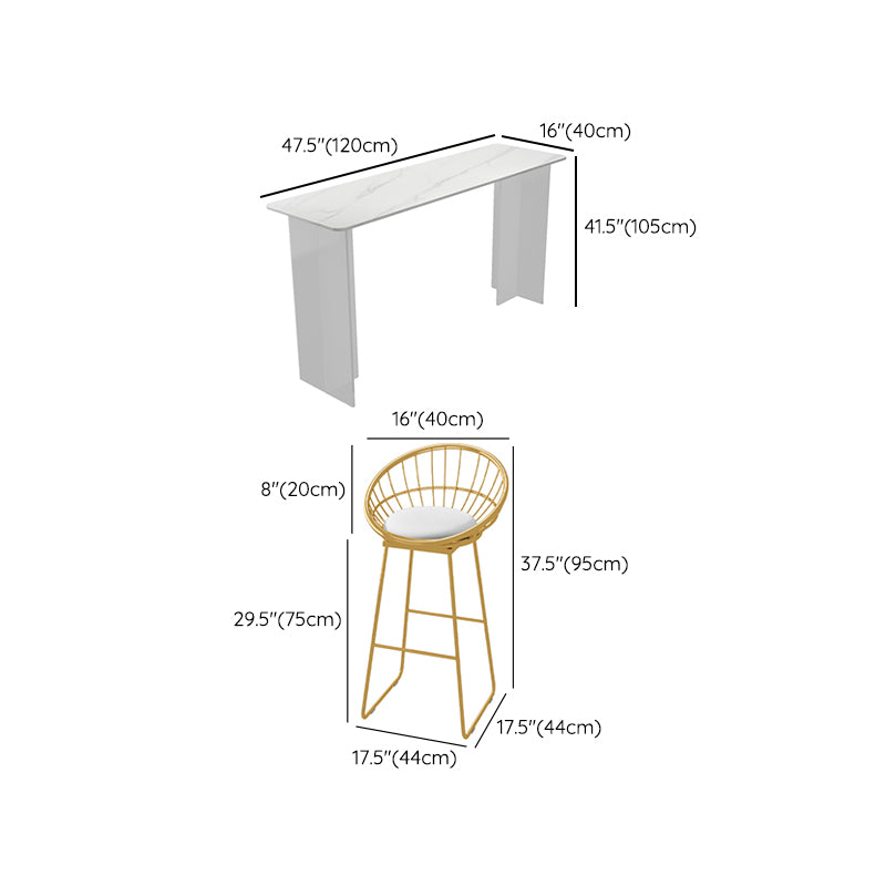 Rectangle Bar Table Set 1/2/3 Pcs Stone Bar Table and Metal Stools
