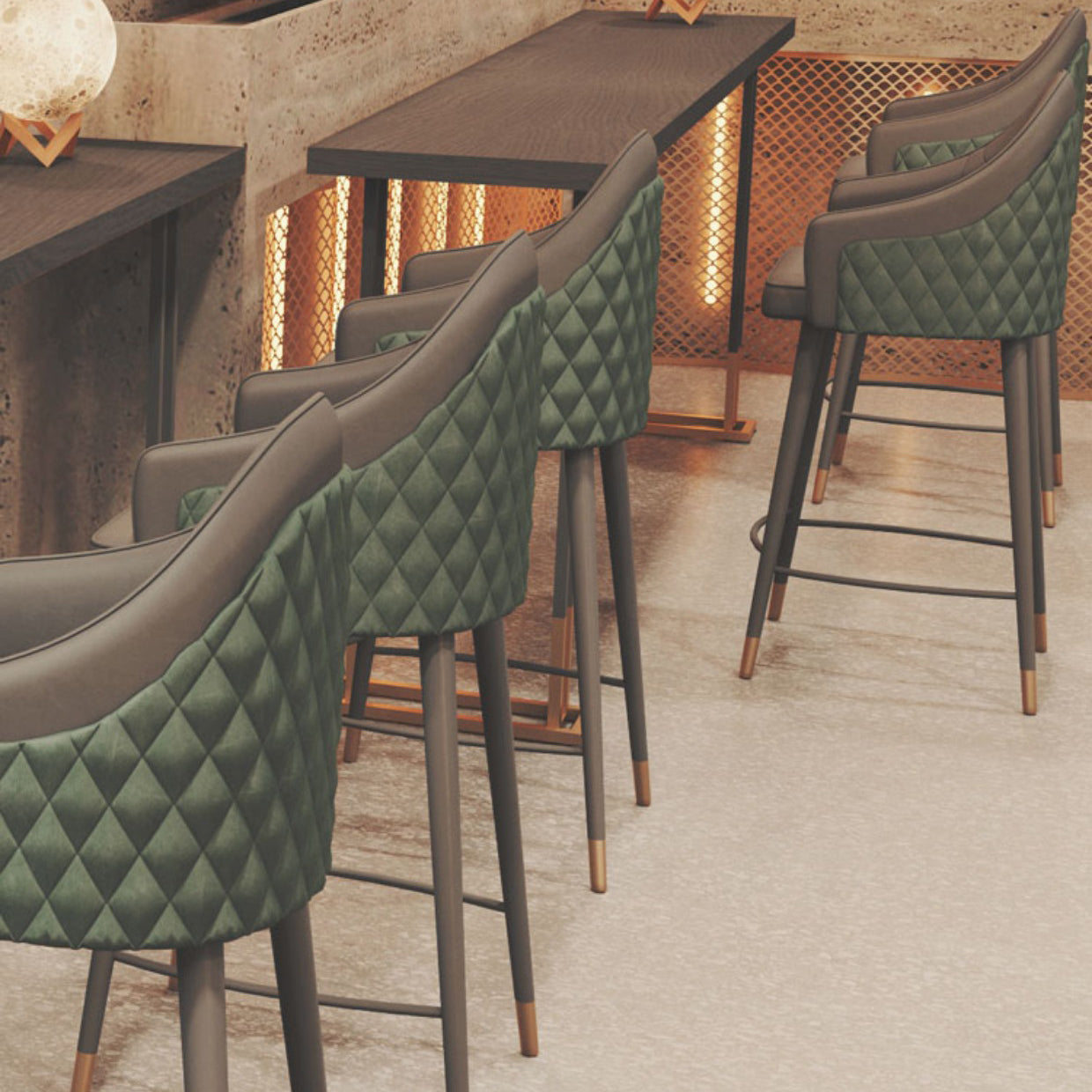 Industrial Bar Table Set 1/4 Pcs Solid Wood Bar Table with Upholstered Bar Stools