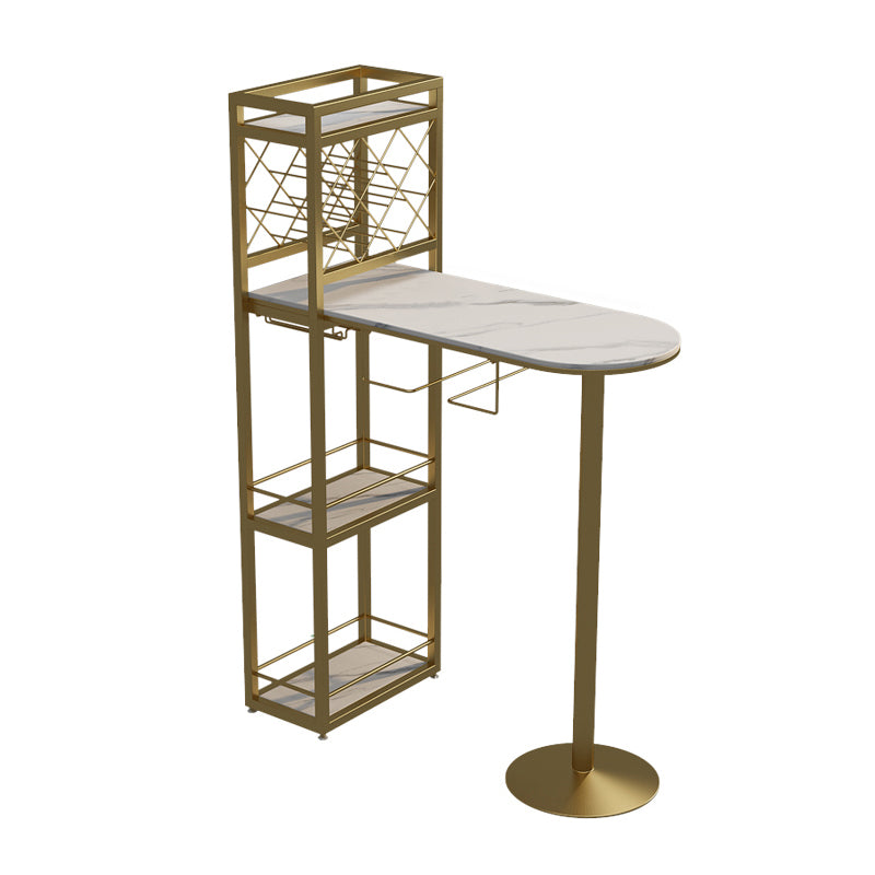 Modern 1/3 Pieces Bar Table Set Stone Counter Table with Rotatable Stools for Living Room