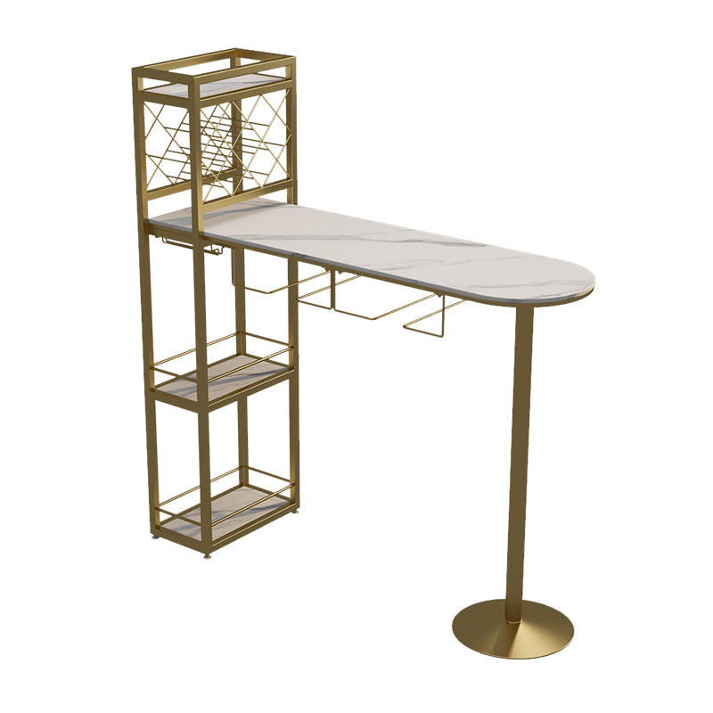 Modern 1/3 Pieces Bar Table Set Stone Counter Table with Rotatable Stools for Living Room