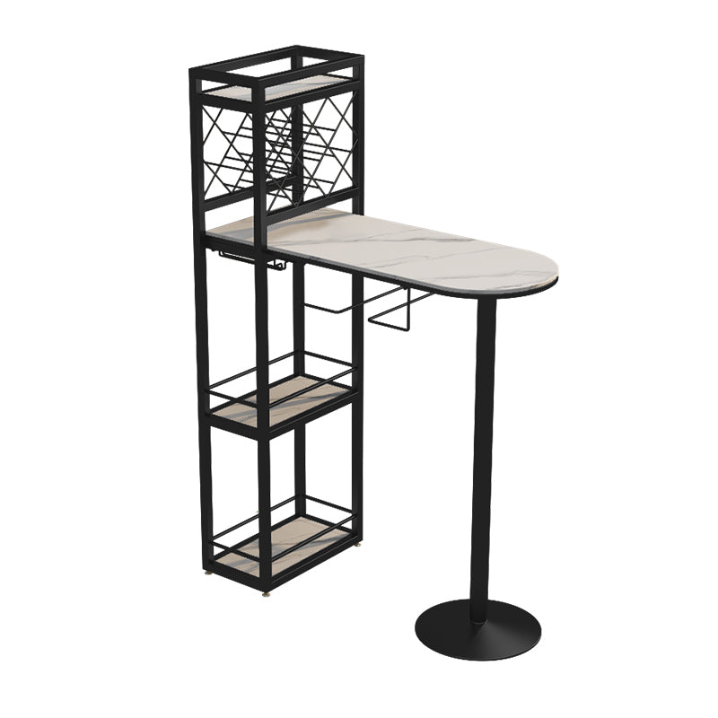 Modern 1/3 Pieces Bar Table Set Stone Counter Table with Rotatable Stools for Living Room