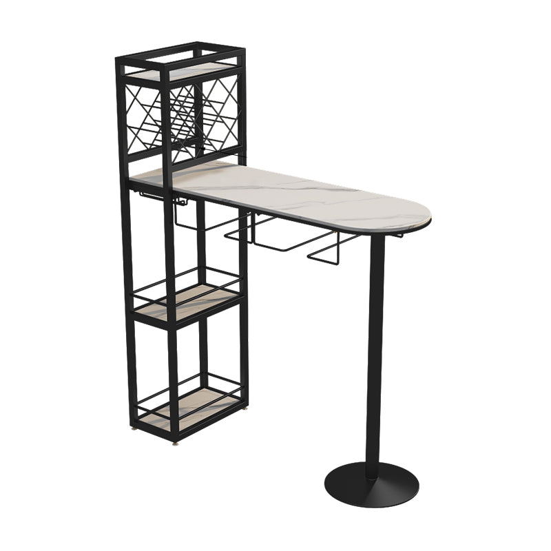 Modern 1/3 Pieces Bar Table Set Stone Counter Table with Rotatable Stools for Living Room